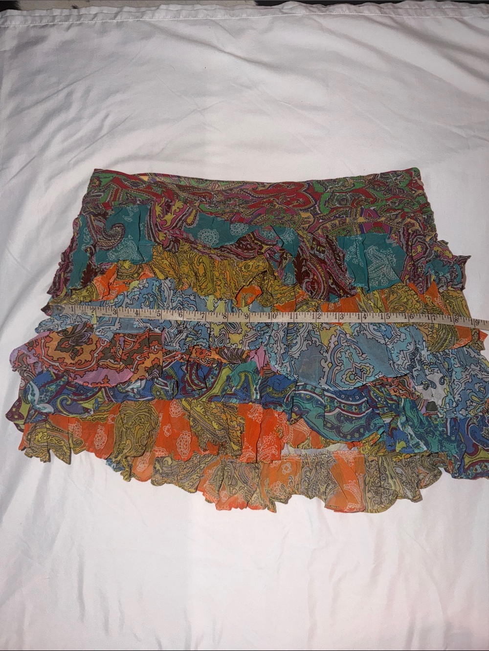 ZARA Colorful Paisley Patchwork Ruffle Mini Skirt, size medium - Picture 13 of 16